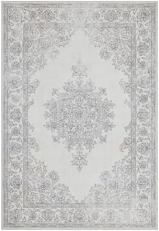 ReaLife Rugs Machine Washable Area Rug - Living Room Bedroom Bathroom Kitchen Entryway Office - Padded Crease Free Stain Resistant Premium - Boho Farmhouse Vintage- Paige- Ivory - 2'x 3' - Image 3