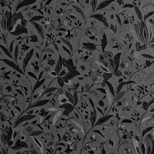 Blackout Room Darkening Etched Tulip Window Film Privacy No Glue 35x118in by Mikomer