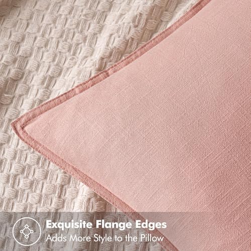 MIULEE Decorative Linen Pillow Covers 20x20 Inch Pink - Image 2
