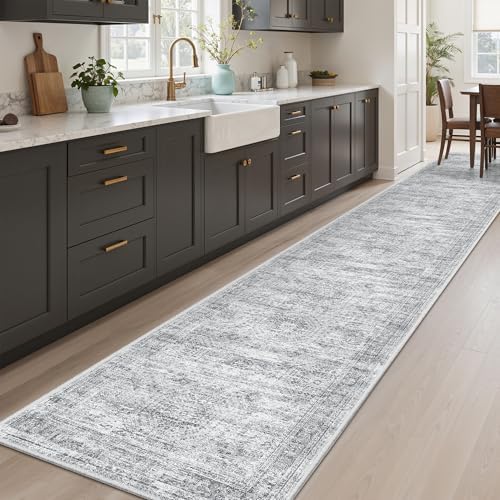 Soalmost Runner Rug 2x10 Washable Non-Slip Hallway Kitchen Runners Grey by Soalmost