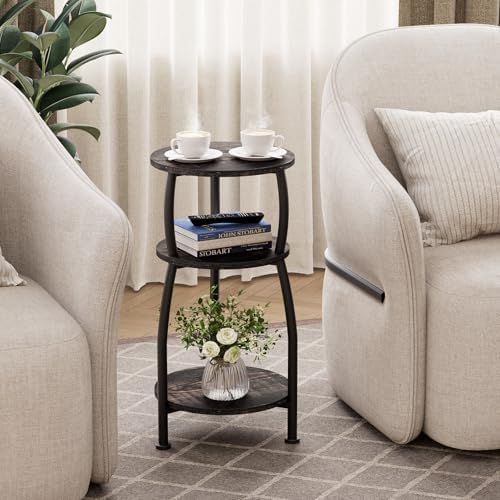Small Round Side Table, 3-Tier Slim End Table for Small Spaces - Image 5