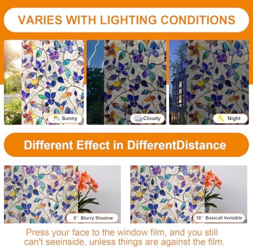 Rainbow Stained Glass Window Privacy Film Static Cling17.5x78.7in - Image 4