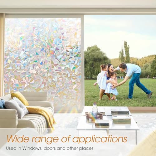 Beautyhero Window Privacy Film, Frosted Reeded Glass Cling, 3D Decorative Coverings with UV Blocking, Static Cling Tint for Bathroom Doors Cabinet - Image 4