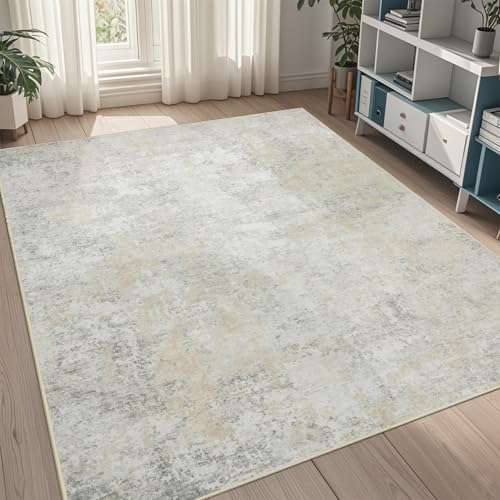5x7 Area Rugs for Living Room Washable Bedroom Dining Room Beige Grey by Aelenmu