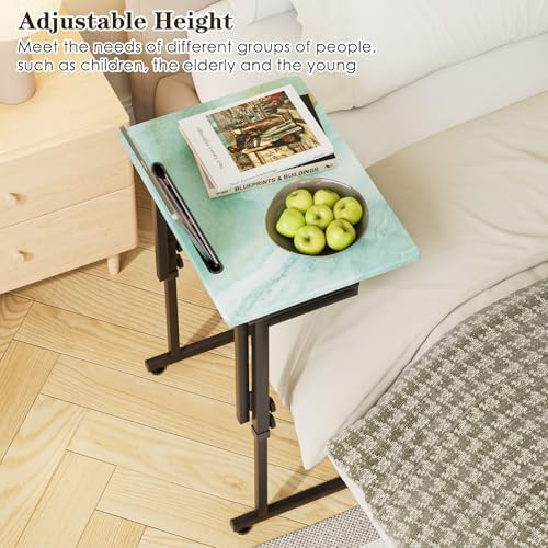 Folding TV Tray Table,Adjustable TV Dinner Table with Sturdy MDF Top,Eating Trays for Living Room with No Assembly Required (Sea Blue) - Image 7