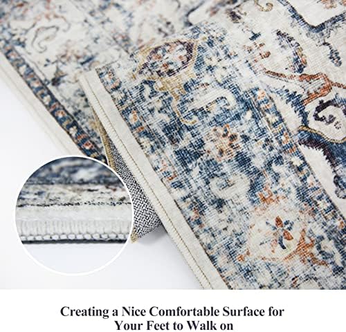 Hallway Washable Runner Rug - 2x7 Kitchen Rugs Entryway Rug Runner Vintage Soft Floor Mat Non Slip Indoor Farmhouse Carpet for Bathroom Living Room Bedroom (2 X 7, Brick) - Image 3