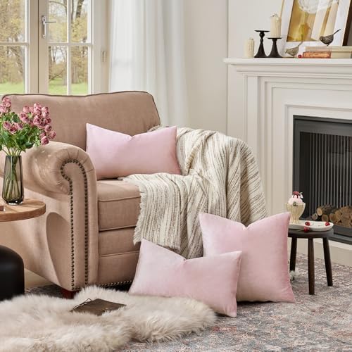 GIGIZAZA Sweet Lilac Velvet Throw Pillow Covers 12x20 Pack of 2 - Image 3