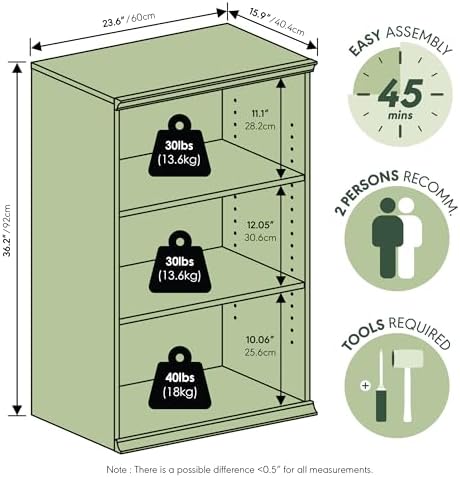 Furinno FANO Closet Organizers and Storage, 3-Tier Closet Organizer with Adjustable Shelves, Stackable Open Shelf Closet Shelves, 15.9 x 23.6 x 36.2 for Wardrobe, Bedroom, Living Room, White - Image 3