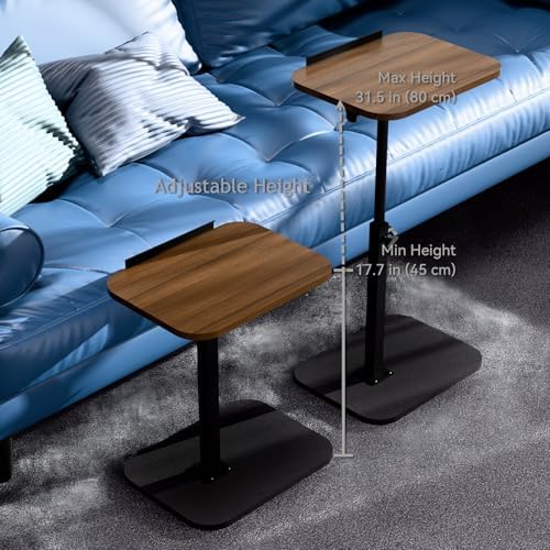 Foldable End Table,17"-31" Adjustable Height,Swivel and Turnable Desktop,TV Tray,Side Table for Small Spaces,Black Walnut (Black Walnut, 15.7" x 11.8") - Image 3
