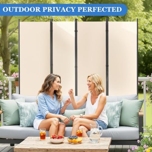 SUNALLY Room Divider Privacy Screens, 8 Panels Dividers with Wheels, Beige - Image 6
