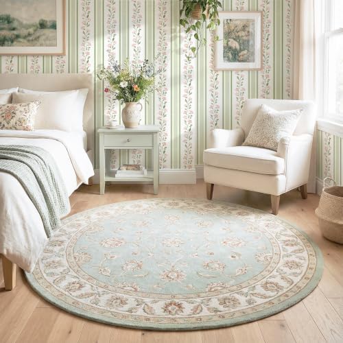 Safiyya Wallpaper Peel and Stick Stripe Floral Wall Paper Removable Green Pink Contact Paper 17.7''x197'' Waterproof Self Adhesive Vinyl Boho Wallpaper for Bedroom Living Room Decor - Image 4