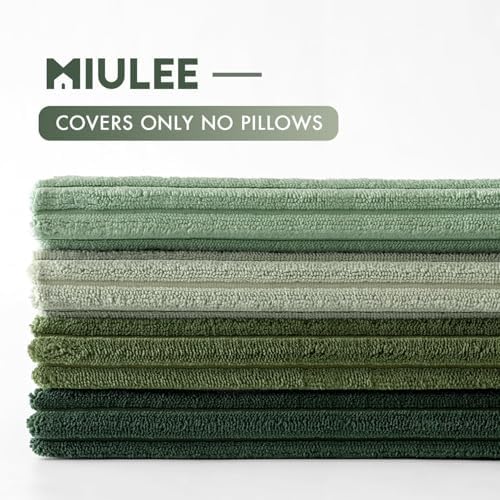 MIULEE Soft Corduroy Decorative Throw Pillow Covers Forest Green 24x24 - Image 7