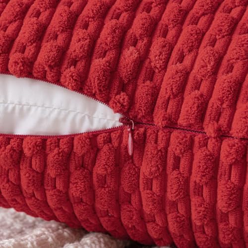 MIULEE Decorative Throw Pillow Covers 18x18 Red Textured Corduroy - Image 3