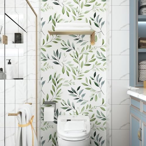 Danodoi Sage Green Vintage Leaf Peel and Stick Wallpaper 17.5" x 393" | Waterproof Vinyl Self Adhesive Removable Renter Friendly Floral Contact Paper - Image 3
