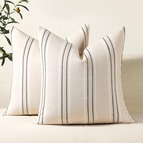 Hckot Black Striped Throw Pillow Covers 18x18 Set of 2 Accent Pillow Cover by Hckot
