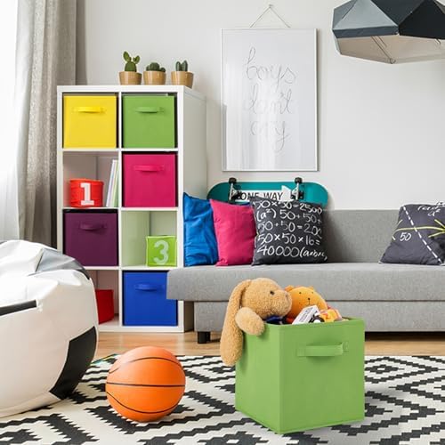 Stero Fabric Storage Bins 6 Pack Fun Colored Durable Storage Cubes with Fabric Handles Foldable Cube Baskets for Home, Kids Room, Closet and Toys Organization Multi Colors-1 - Image 5