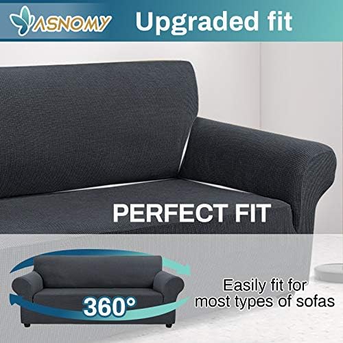 Asnomy Stretch Oversized Couch Covers for Sofa Slipcover,Charcoal Ash - Image 4