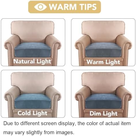 H.VERSAILTEX Velvet Stretch Couch Cushion Cover Plush Cushion Slipcover for Chair Cushion Furniture Protector Seat Cushion Sofa Cover (1 Piece Armchair Cushion Covers, Stone Blue) - Image 6