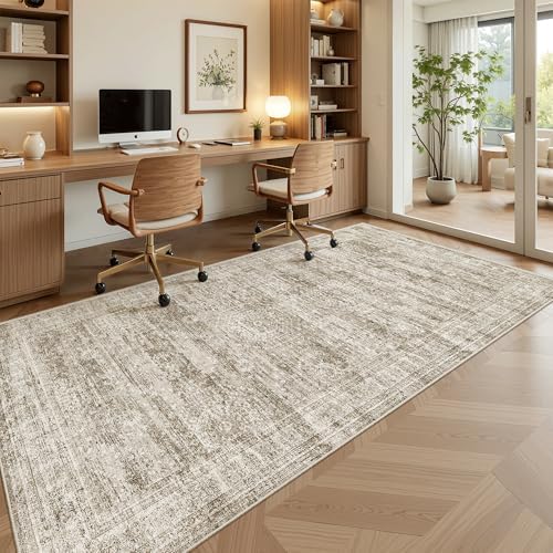 Soalmost Washable 4x8 Hallway Runner Rug Non-Slip Kitchen Entry Rugs Brown - Image 4