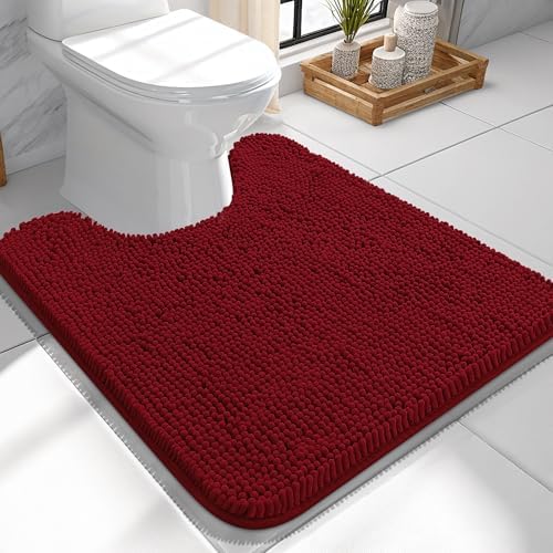 OLANLY Toilet Rugs U-Shaped 24x24, Soft Absorbent Chenille Contour Rugs by OLANLY