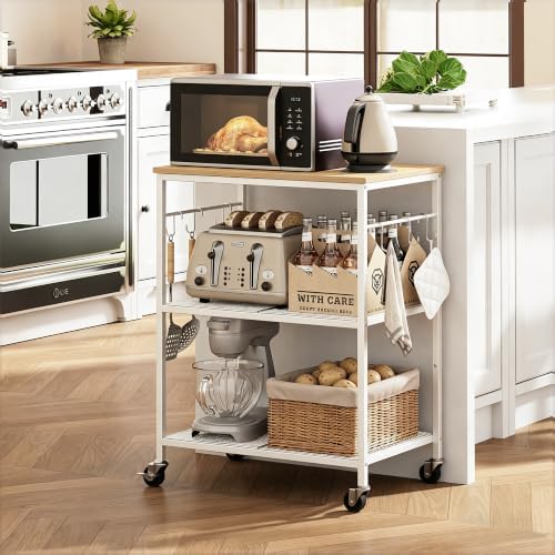 Homleke 3-Tier Rolling Kitchen Microwave Cart, Utility Cart - Image 2