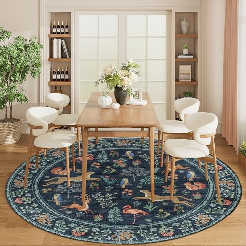 DUKINO 6ft Round Rug for Bedroom, WashableNon Slip Circle Rug, Navy Blue - Image 6