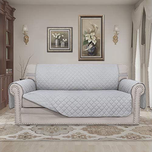 Easy-Going Sofa Slipcover Reversible Loveseat Sofa Cover Couch Cover for 2 Cushion Couch Furniture Protector with Elastic Straps for Pets Kids Dog Cat (Oversized Loveseat, Light Gray/Light Gray) - Image 2