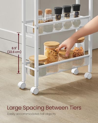 VASAGLE 5-Tier Slim Rolling Storage cart with Wheels, 5.1 Inches, Metal - Image 6