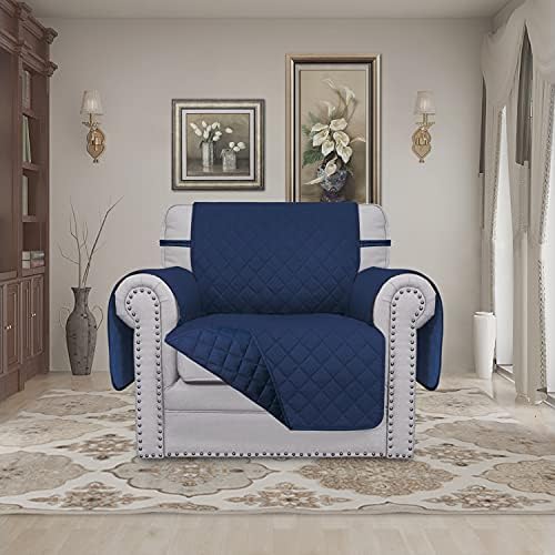 Easy-Going Chair Sofa Slipcover Reversible Sofa Cover Water Resistant Couch Cover Furniture Protector Cover with Elastic Straps for Pets Kids Children Dog Cat (Chair, Navy/Navy) - Image 2