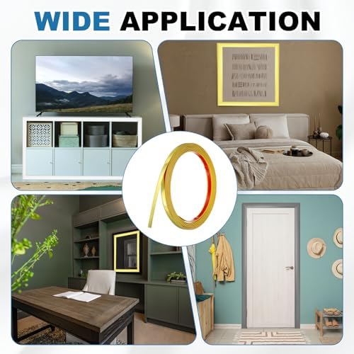 uxcell Gold Peel and Stick Molding Trim, 0.4 Inch x 9.8 ft Self-Adhesive Mirror Tape, Flexible PVC Border Strip for Wall Decoration Tile Edge Ceiling Floor Frame Furniture Decoration - Image 7