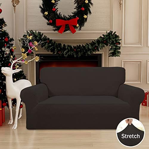Easy-Going Stretch Loveseat Couch Covers Washable Chocolate - Image 2