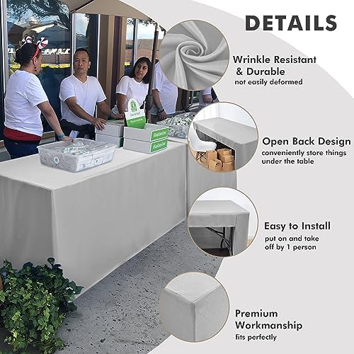 Nasitos 2 Pack Silver Fitted Tablecloth for 4 Foot Tables-Open Back Folding Table Cover Washable and Wrinkle Resistant Table Cloth for Parties, Wedding, Banquet, Jewelry Shows, Craft Fair, Cocktails - Image 3