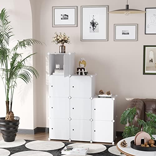 C&AHOME 9-Cube Storage Organizer with Door Cube Shelf Closet Cabinet Milky - Image 4