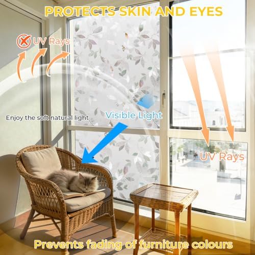 OHTMERU Window Privacy Film Decorative Non-Adhesive, Reusable, Anti-Glare - Image 4