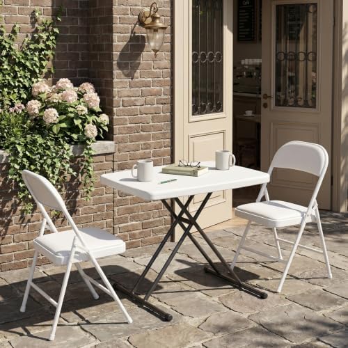 Folding Table 30 Inch -6pack, Small Desk Adjustable Height TV Tray for Laptop, Couch, Camping - Heavy Duty Utility Foldable Table for Small Spaces, No Assembly Required, White - Image 2