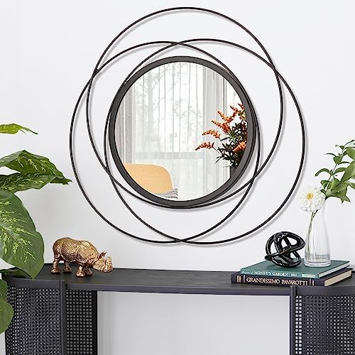 Round Decorative Wall Mirror, Black Metal Mirrors, Art Small Round Wall Home Mirror, Decor Living Room Bedroom Bathroom Entryway 20" - Image 2