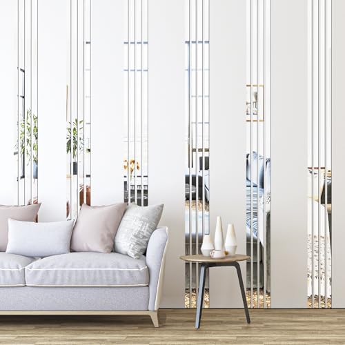 Peel and Stick Mirror Strips, Acrylic Wall Stickers, 20-Pack, Silver - Image 3