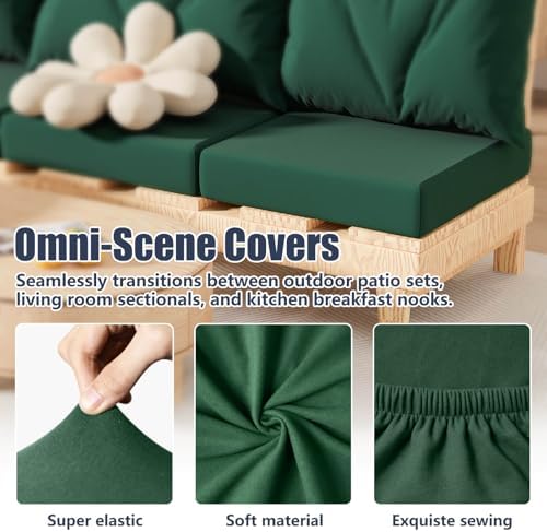 8Pcs Outdoor Cushion Covers, Stretch Patio Furniture Couch Chair Slipcovers - Image 4