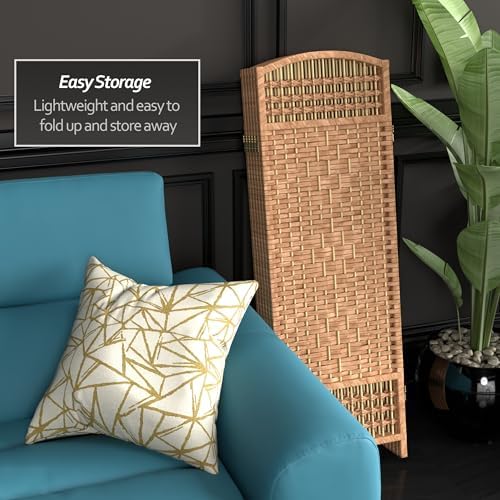 4 ft. Short Fiber Weave Folding Screen - Natural - 6 Panels - Image 3