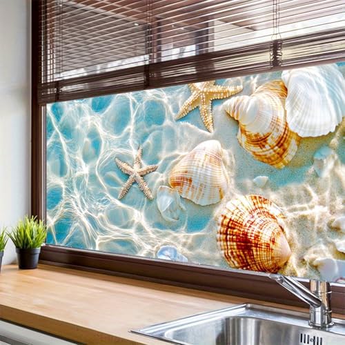 HOMETITUTE Beach Ocean Shell Starfish Window Cling 39.3x17.7 Inch PVC by HOMETITUTE