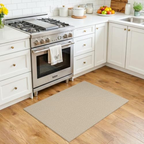 KOZYFLY Indoor Door Mat 2x3 ft Small Area Rugs Washable Front Door Mat Non Slip Rubber Backed Entryway Rug Cotton Entrance Doormat for Front Porch Bathroom Kitchen Bedroom, Ivory Beige - Image 2