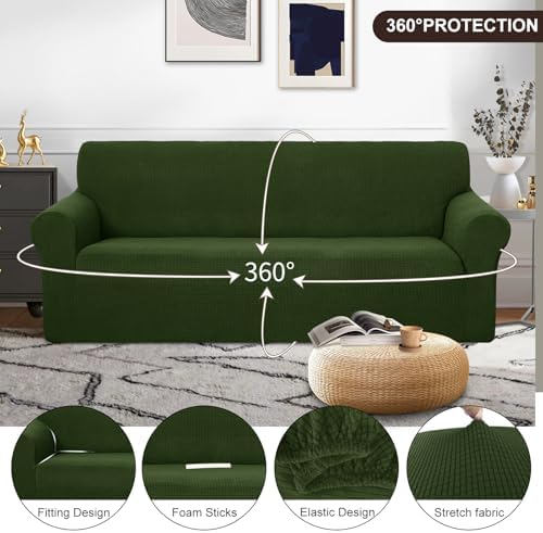 U-NICE HOME Oversized Stretch Couch Cover Slipcover, Bronze Green - Image 3