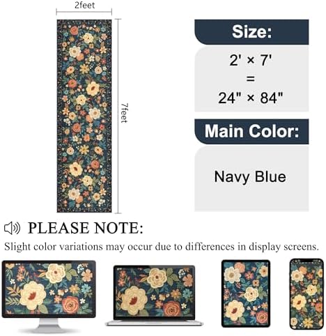 DUKINO 2x7 Runner Rug for Hallway, Soft Washable Rug Non Slip, Navy Blue - Image 2
