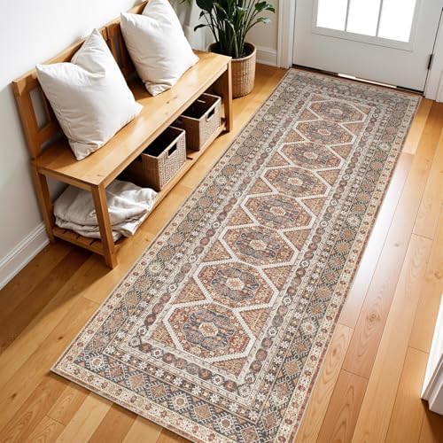 Ksrau 2x6 Runner Rug Washable Vintage: Non Slip Long Kitchen Runners Brick by Ksrau
