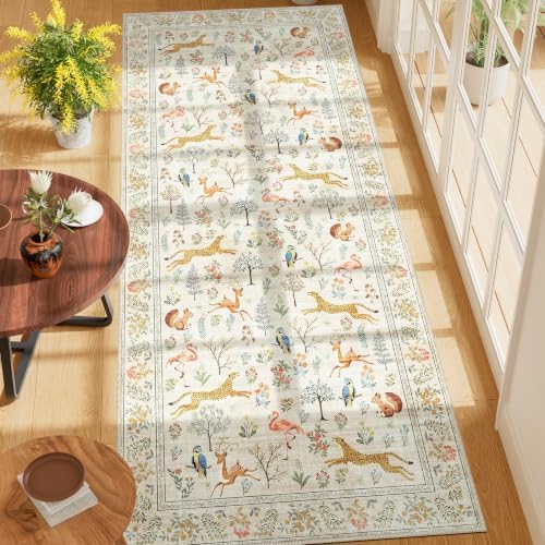 DUKINO 3x7 Hallway Runner Rug, Non Slip Animal Kitchen Runner Rug, Beige - Image 3