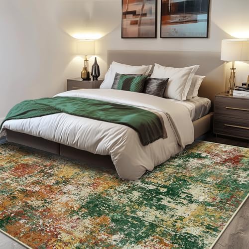 RELEANY Washable Square 8'x8' Area Rug for Living Room Green Multi - Image 6