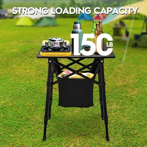 Aluminum Folding Camping Side Table with Carry Bag and Storage,Black - Image 6