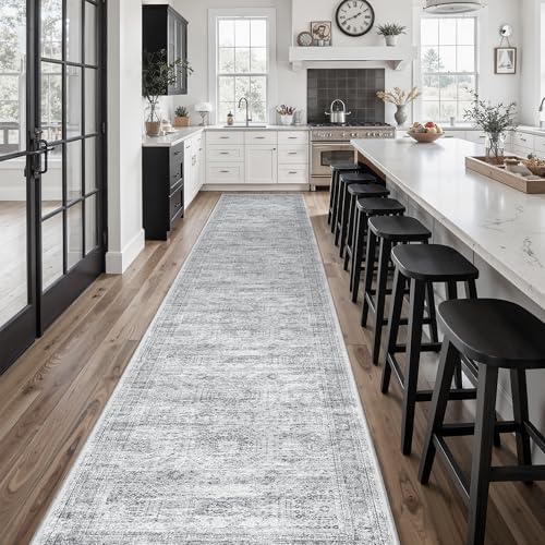Soalmost Hallway Runner Rug 2'6" x 14' Washable Long Kitchen Rugs Grey by Soalmost