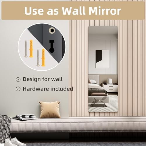 Hasipu Door Mirror Full Length, 47"x 16" Full Body Over The Door Hanging Wall Mounted Mirror for Bedroom, Living Room, Cloakroom, Round Black - Image 5