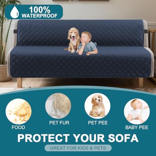 Turquoize 100% Waterproof Futon Cover Slipcover Armless Sofa Protector - Image 2